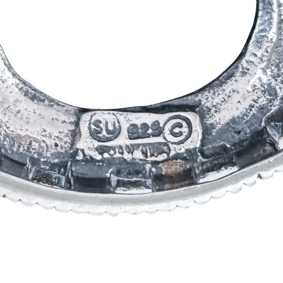 Thailand SU Marcasite Onyx Pendant | Vintage Sterling Silver 925 - Picture 8 of 10